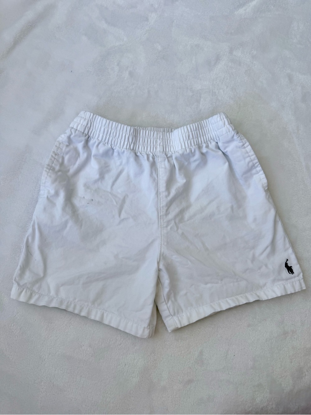 Toddler White Ralph Lauren Elastic-Waist Shorts (size 24M)